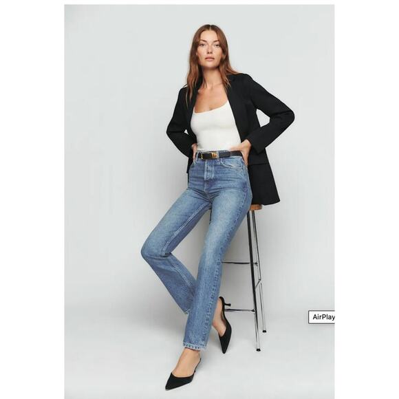 Reformation Cynthia High Rise Straight Jeans Size 33 NWT - Picture 4 of 11